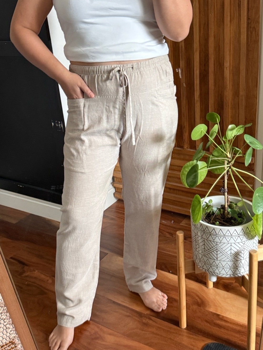 Rails Darby linen blend quiet luxury Pants in Wheat. Size M